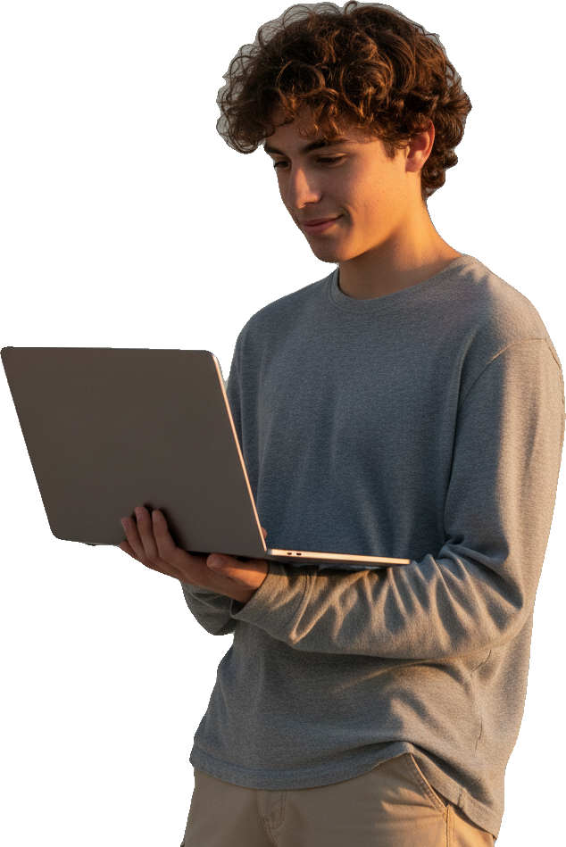 Estudiante practicando la PAES online